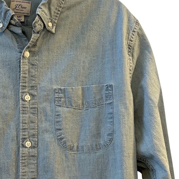 J.Crew Men's Denim Shirt M tall Blue Long Sleeve Button-Up Classic Fit - Picture 4 of 12